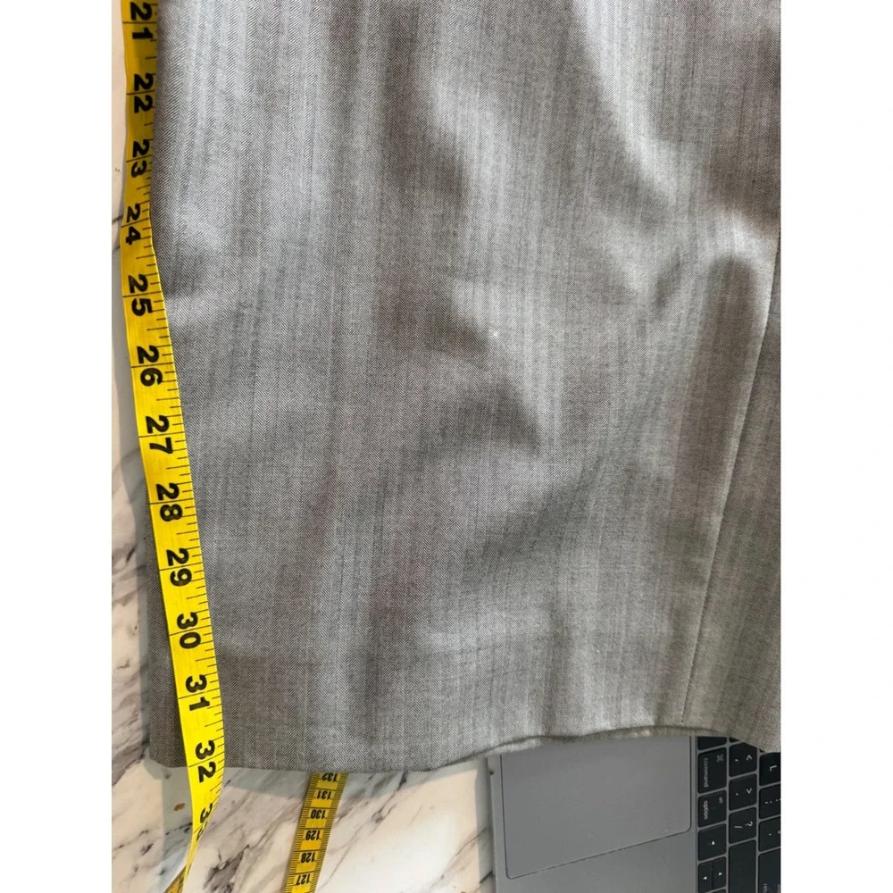 Michael Kors Womens Grey Herringbone Wool Wide Leg Trousers Made in Italy Size M